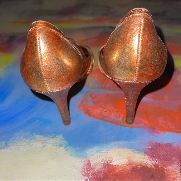 Hype | Open Toe Metallic Orange Pumps - Picture 2 of 5